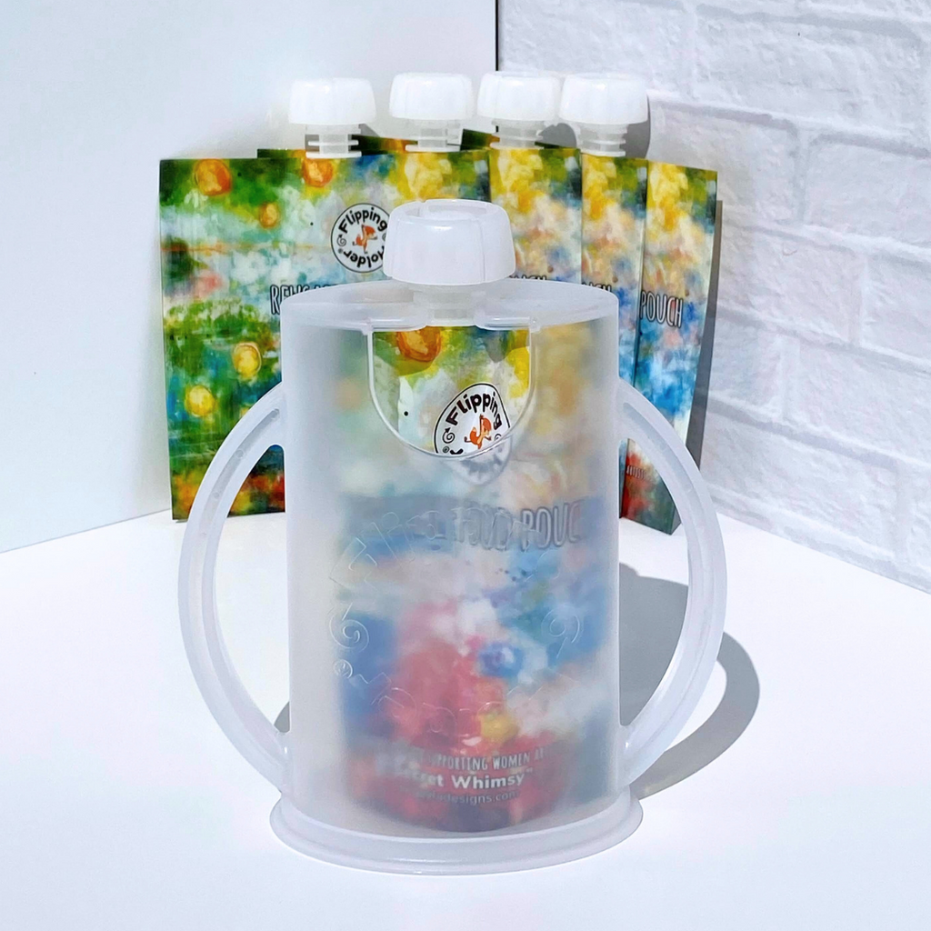 Baby Shower Gift Bundle | Flipping Holder, Reusable Pouches, Thermal Tote & Puree Guide