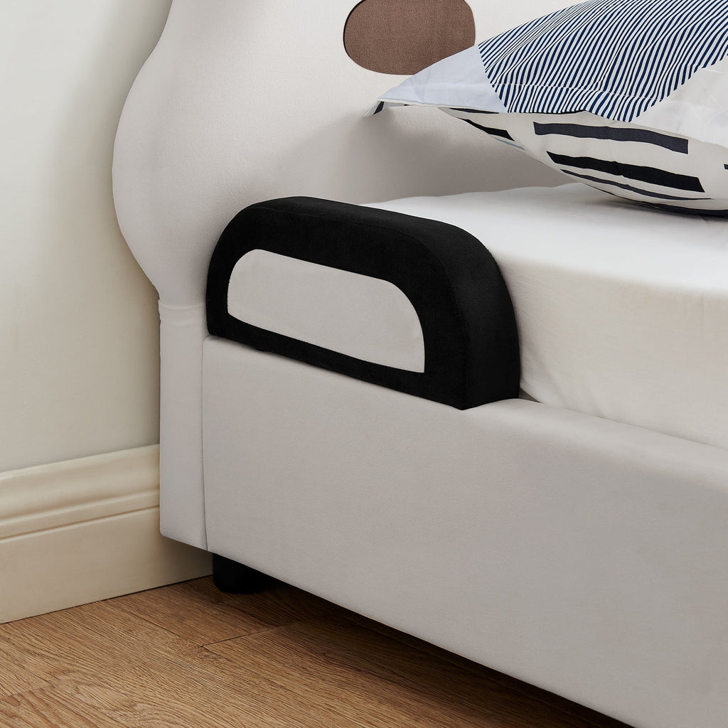 Panda-Shaped Kids Bed with Velvet Fabric – Twin Size
