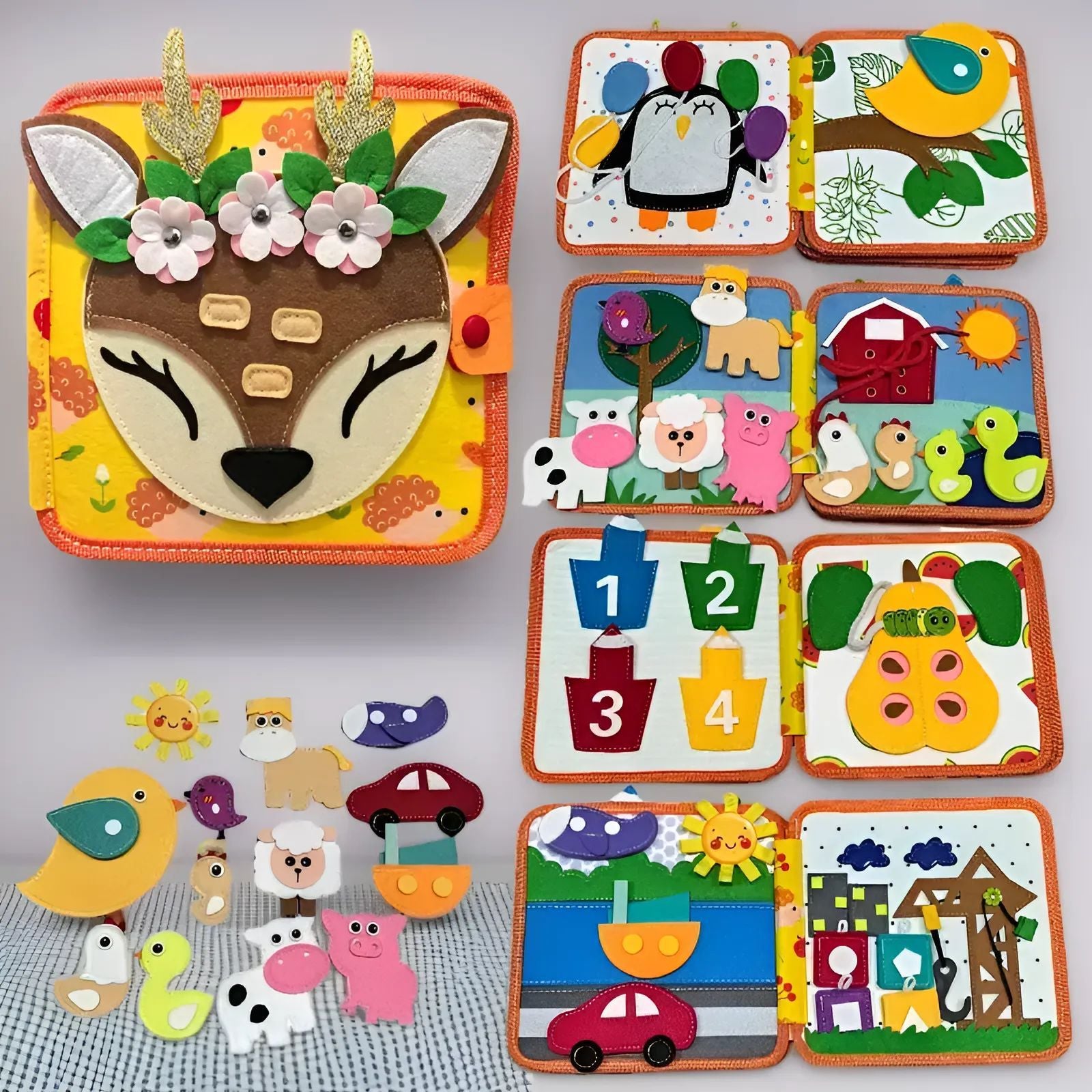 Felt Book Baby Educational Felt Busy Board Early Learning Toy Children's Toy Puzzle Board Felt Learning Board