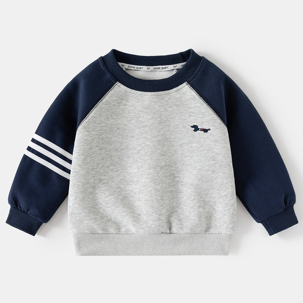 Boy's Children's Spring and Autumn New Fashion Set, Kids Raglan Sleeve Sports Suit, Pants and Hoodie Two-Piece Set