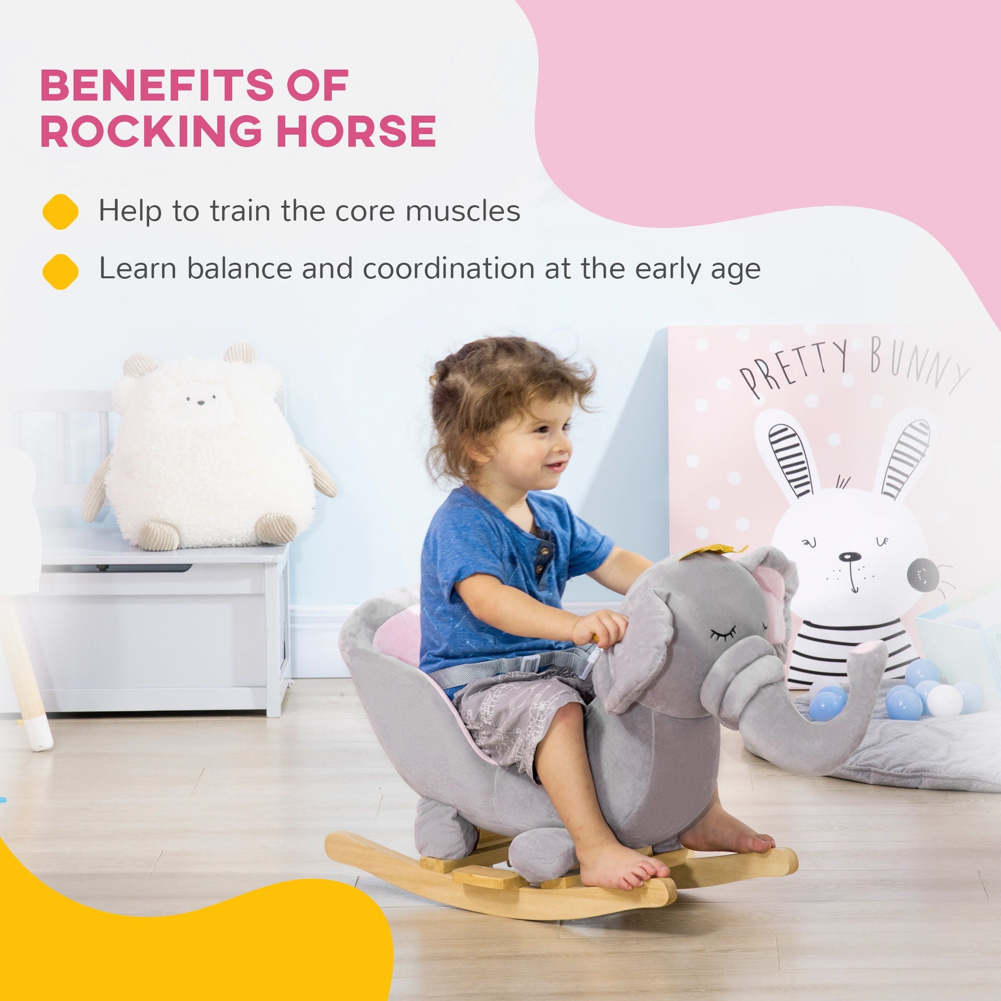 Elephant Rocking Horse with Sound for Toddlers