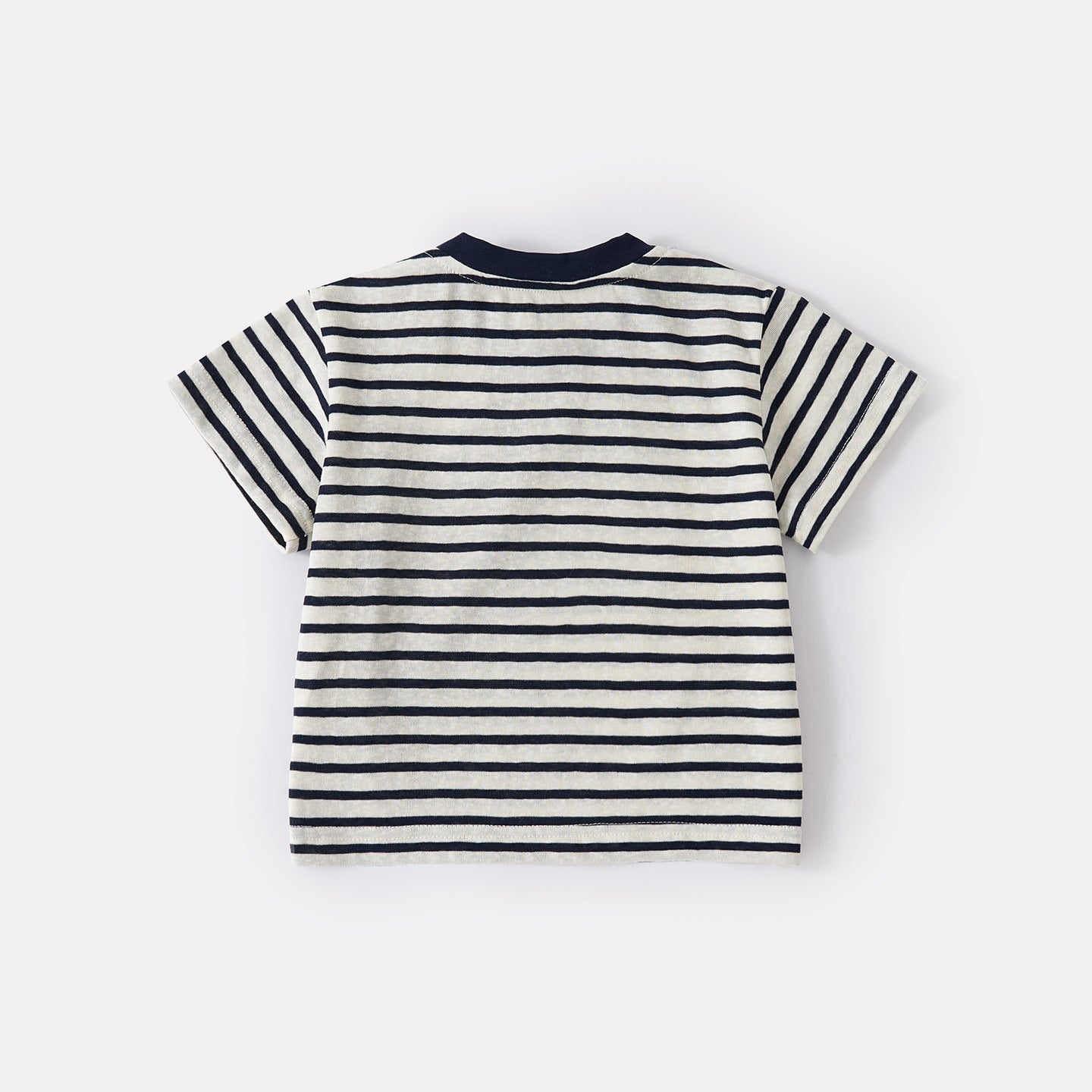 Cartoon Dog Stripe Tee & Denim Shorts Set