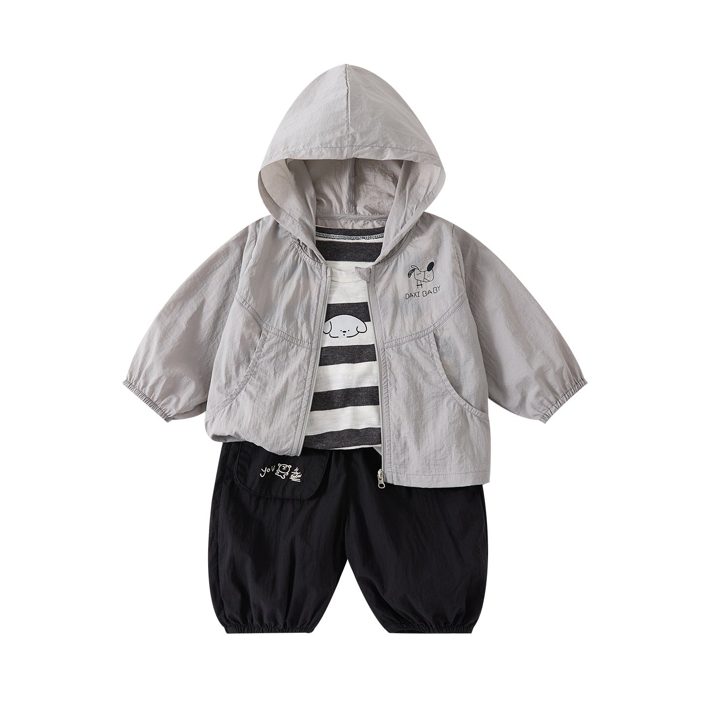 Hooded Sun Protection 3-Piece Outfit Set for Toddlers