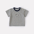 Cartoon Dog Stripe Tee & Denim Shorts Set