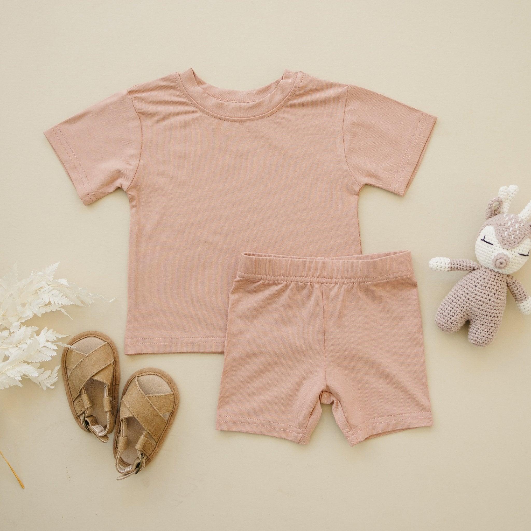Soft Bamboo Baby Tee & Bike Shorts | Organic Baby Outfit for Sensitive Skin