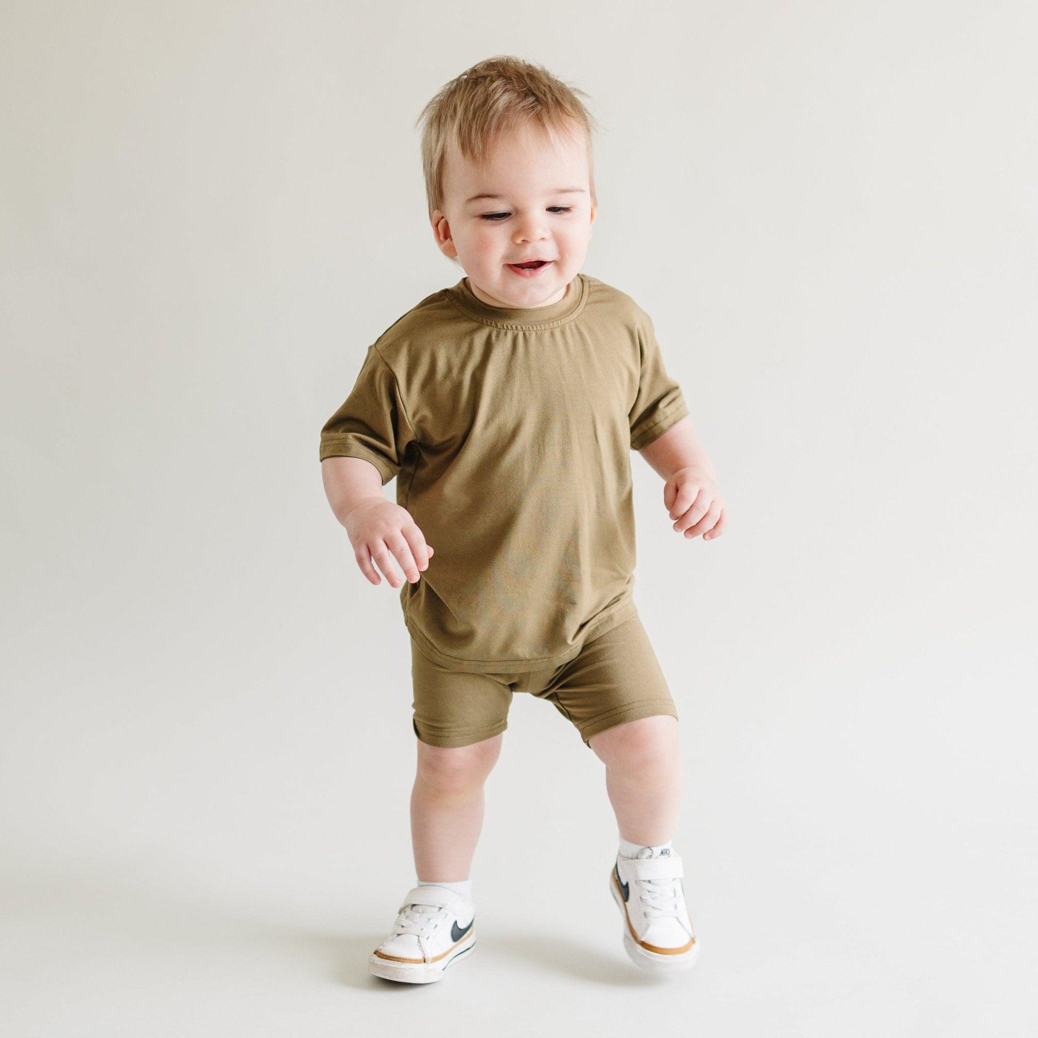 Soft Bamboo Baby Tee & Bike Shorts | Organic Baby Outfit for Sensitive Skin