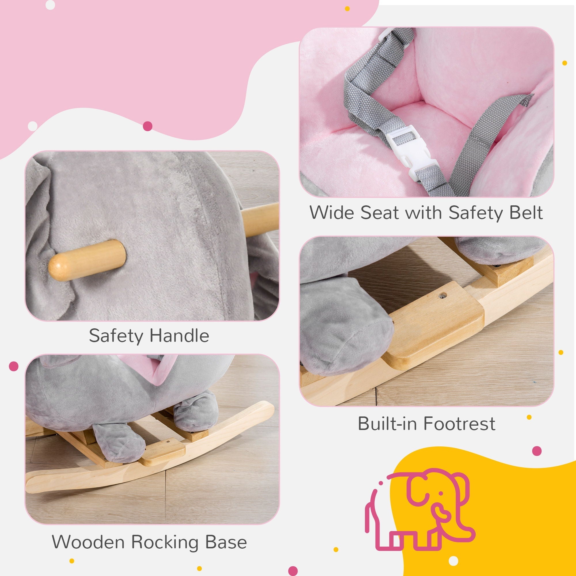 Elephant Rocking Horse with Sound for Toddlers