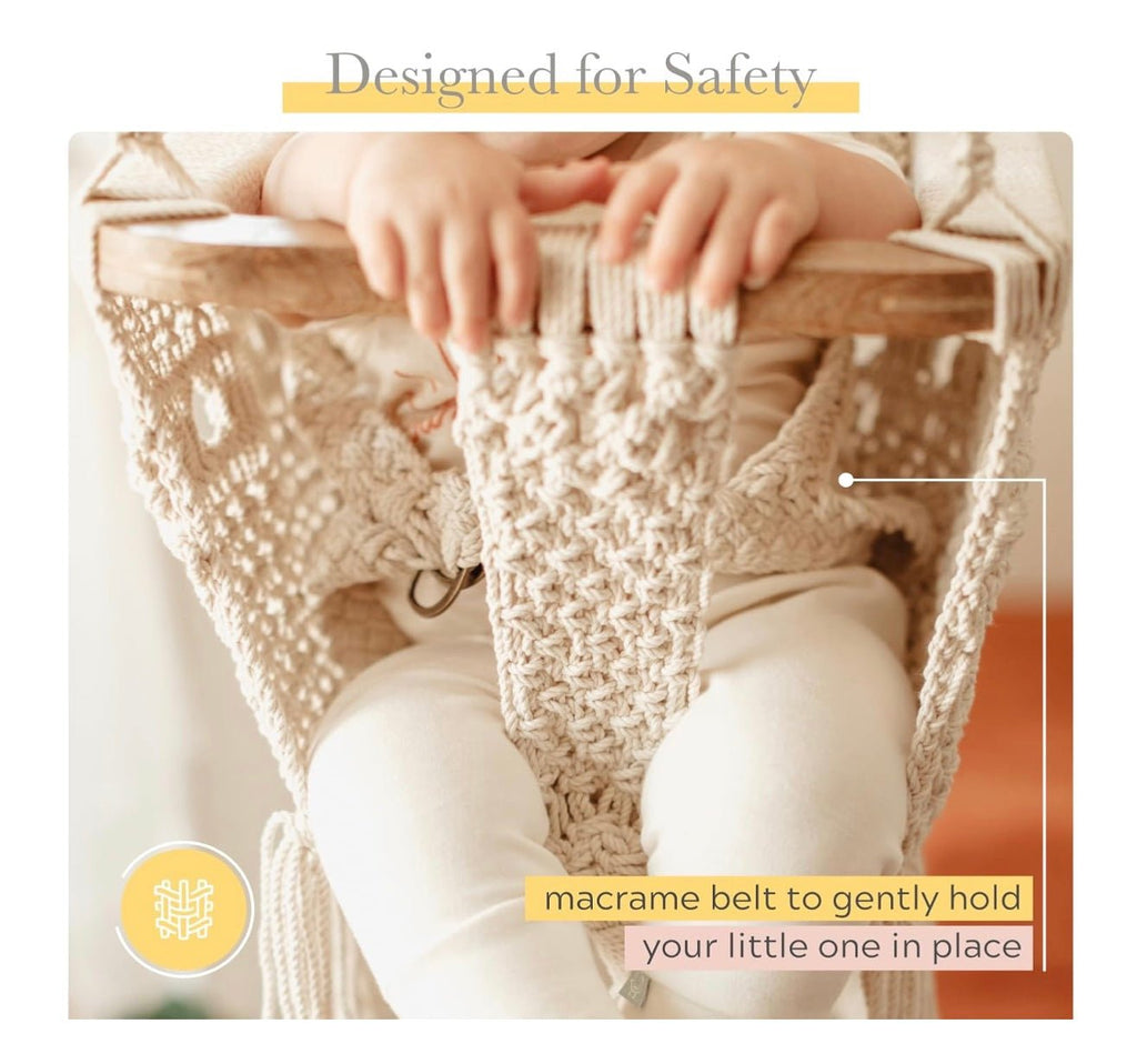 Handmade Organic Macrame Baby Swing | Boho Nursery Decor | Indoor & Outdoor Baby Swing Chair