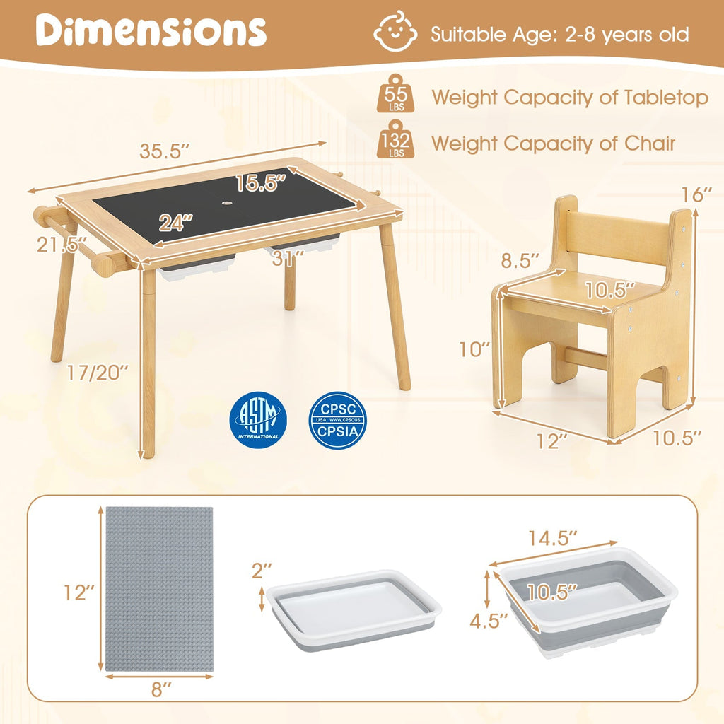 Foldable Sensory Table & Chair Set for Kids 2–8