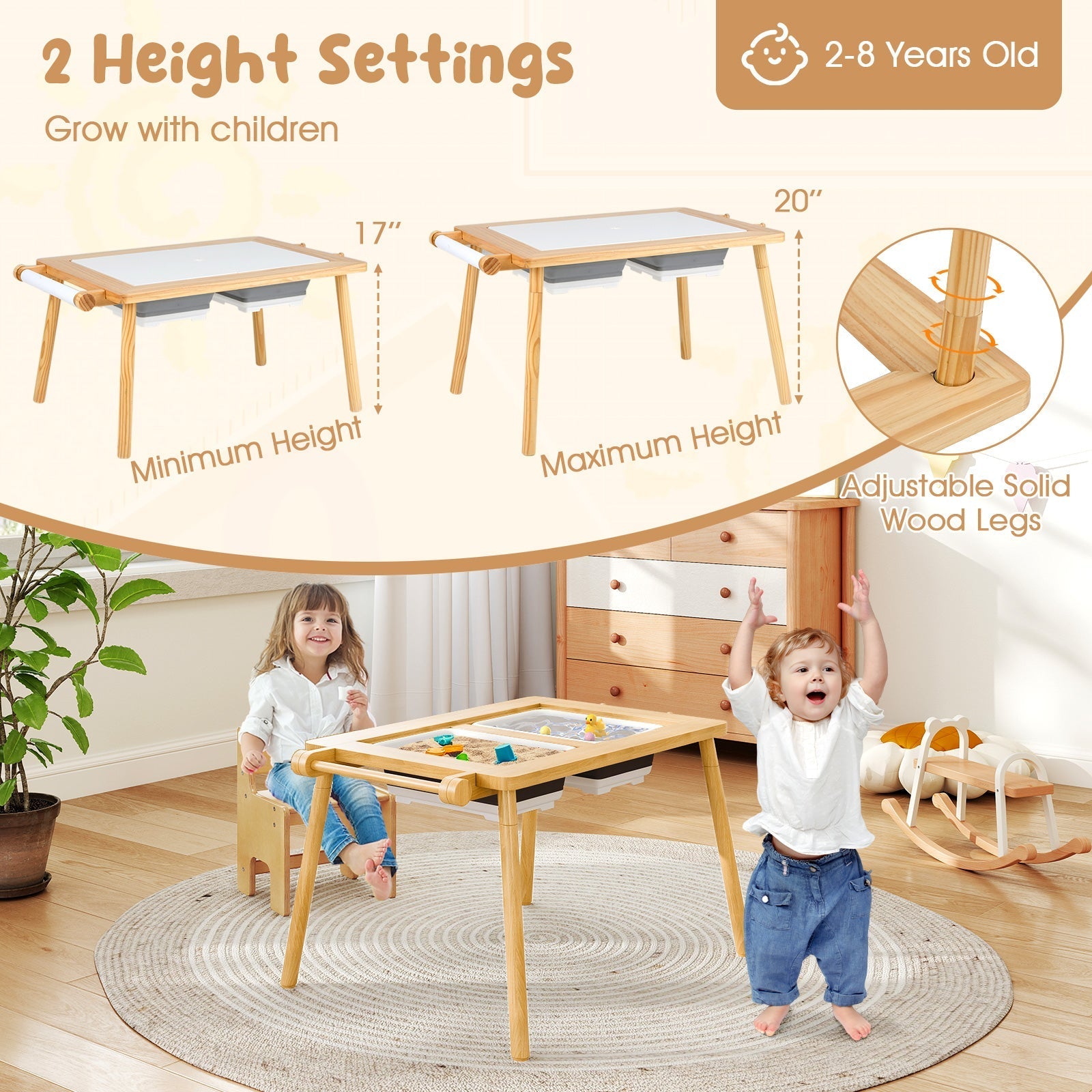 Foldable Sensory Table & Chair Set for Kids 2–8